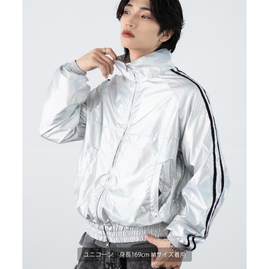 トラックジャケット メンズ シャイニー スタンドカラー ラインジャケット ブルゾン ウィンドブレーカー アウター スケーター ストリート 古着MIX 韓国 | improves | 09
