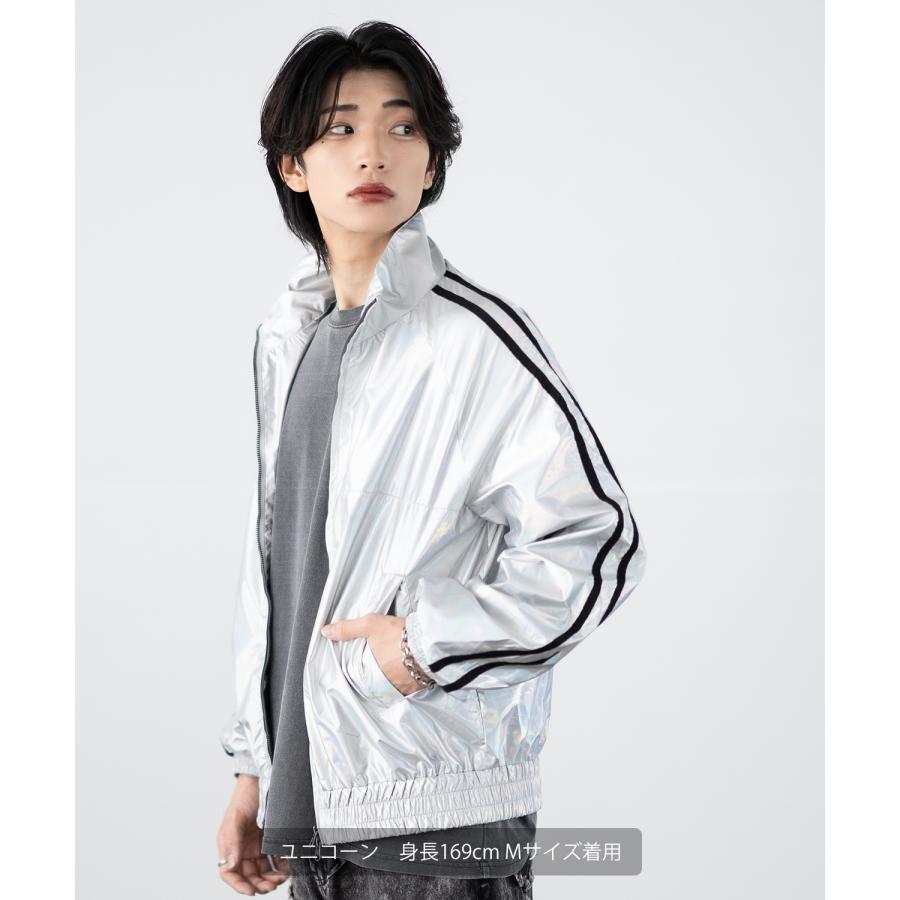 トラックジャケット メンズ シャイニー スタンドカラー ラインジャケット ブルゾン ウィンドブレーカー アウター スケーター ストリート 古着MIX 韓国 | improves | 11