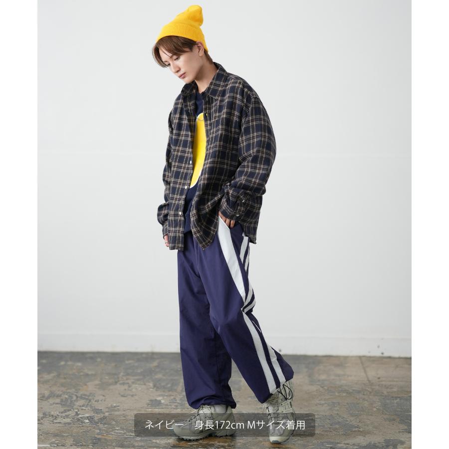 ナイロンパンツ メンズ ラインパンツ ワイドパンツ イージーパンツ カジュアルパンツ ボトムス アメカジ カジュアル ストリート スケーター 韓国 | improves | 18