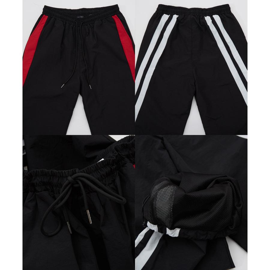 ナイロンパンツ メンズ ラインパンツ ワイドパンツ イージーパンツ カジュアルパンツ ボトムス アメカジ カジュアル ストリート スケーター 韓国 | improves | 21