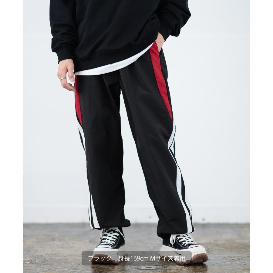 ナイロンパンツ メンズ ラインパンツ ワイドパンツ イージーパンツ カジュアルパンツ ボトムス アメカジ カジュアル ストリート スケーター 韓国 | improves | 04