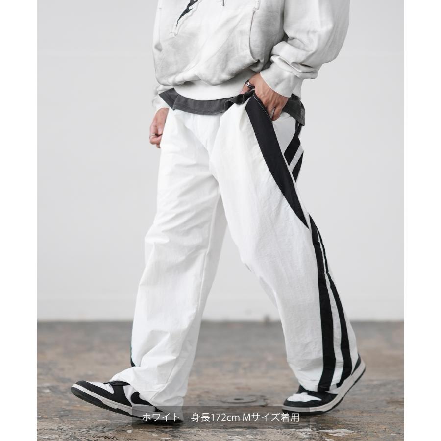 ナイロンパンツ メンズ ラインパンツ ワイドパンツ イージーパンツ カジュアルパンツ ボトムス アメカジ カジュアル ストリート スケーター 韓国 | improves | 10