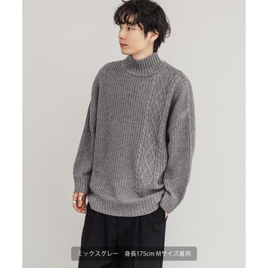 セーター メンズ ケーブル編み ボトルネックニット モックネック タートルネック 無地 アクリル  アメカジ カジュアル シンプル ストリート スケーター 韓国 | improves | 17