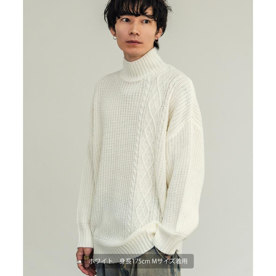 セーター メンズ ケーブル編み ボトルネックニット モックネック タートルネック 無地 アクリル  アメカジ カジュアル シンプル ストリート スケーター 韓国 | improves | 12
