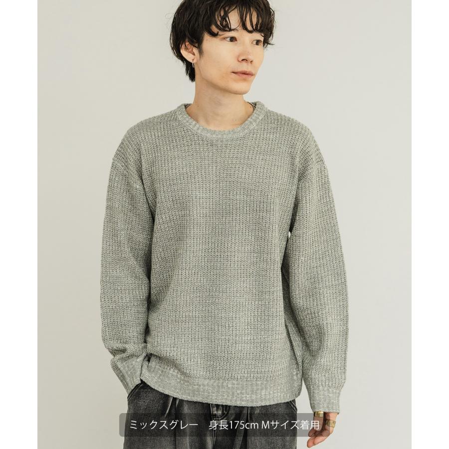 セーター メンズ 畦編み クルーネックニット 無地 アクリル ゆったり 大きいサイズ アメカジ カジュアル シンプル ストリート スケーター 韓国 | improves | 16