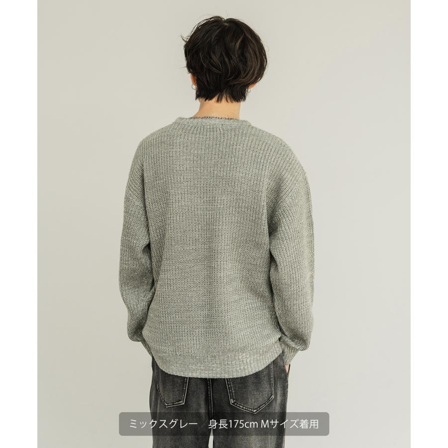セーター メンズ 畦編み クルーネックニット 無地 アクリル ゆったり 大きいサイズ アメカジ カジュアル シンプル ストリート スケーター 韓国 | improves | 17