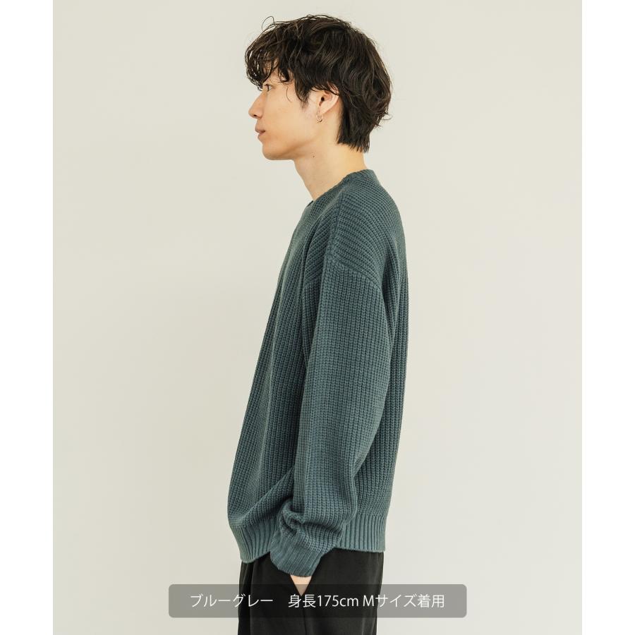 セーター メンズ 畦編み クルーネックニット 無地 アクリル ゆったり 大きいサイズ アメカジ カジュアル シンプル ストリート スケーター 韓国 | improves | 20