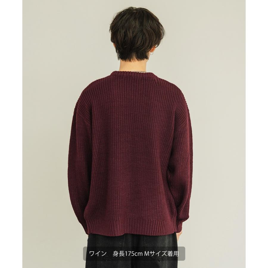 セーター メンズ 畦編み クルーネックニット 無地 アクリル ゆったり 大きいサイズ アメカジ カジュアル シンプル ストリート スケーター 韓国 | improves | 23
