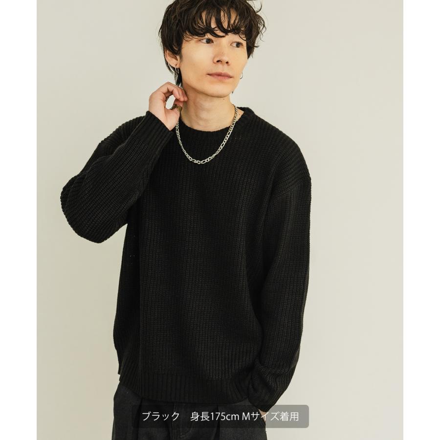 セーター メンズ 畦編み クルーネックニット 無地 アクリル ゆったり 大きいサイズ アメカジ カジュアル シンプル ストリート スケーター 韓国 | improves | 07
