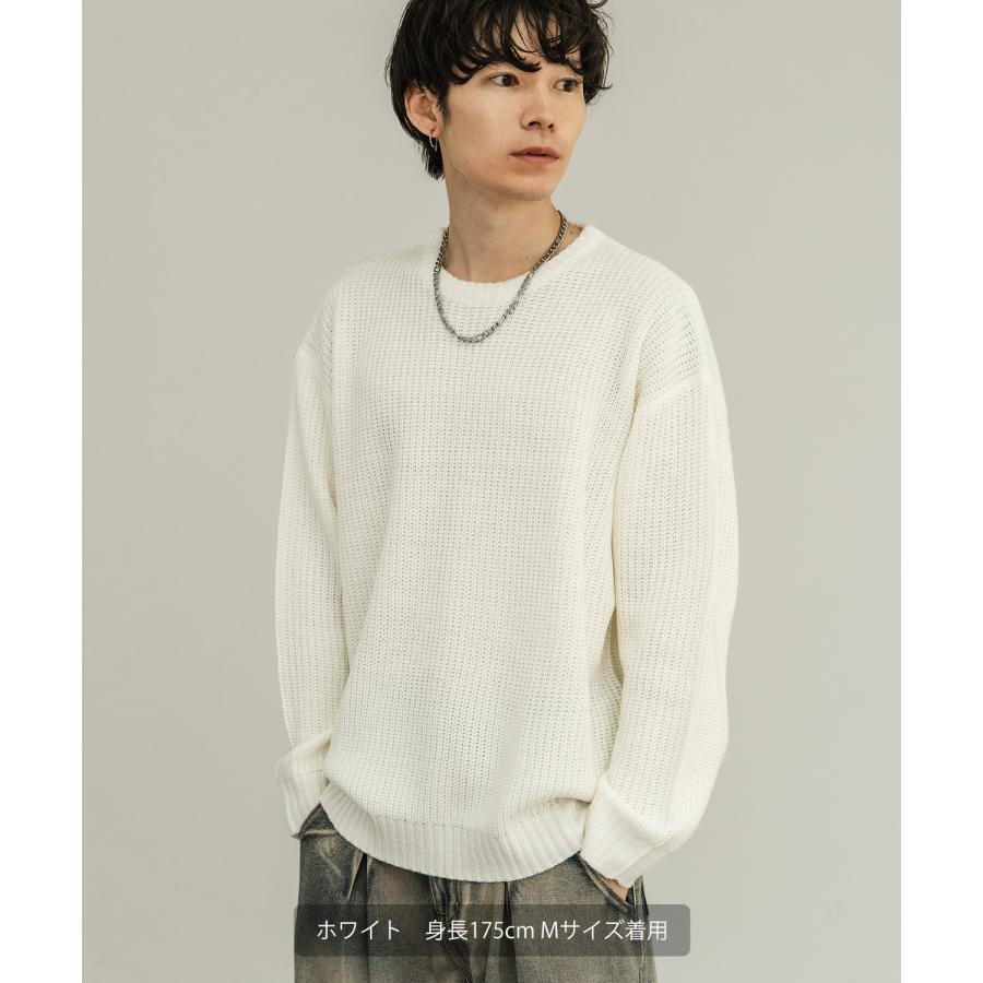 セーター メンズ 畦編み クルーネックニット 無地 アクリル ゆったり 大きいサイズ アメカジ カジュアル シンプル ストリート スケーター 韓国 | improves | 10