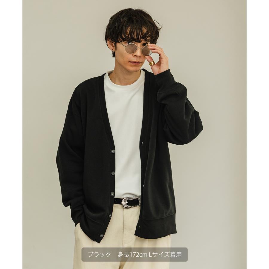 カーディガン メンズ 裏起毛 コットンタッチ Vネックカーディガン カジュアル シンプル ベーシック ノームコア 大人カジュアル ブラック チャコール ベージュ | improves | 14