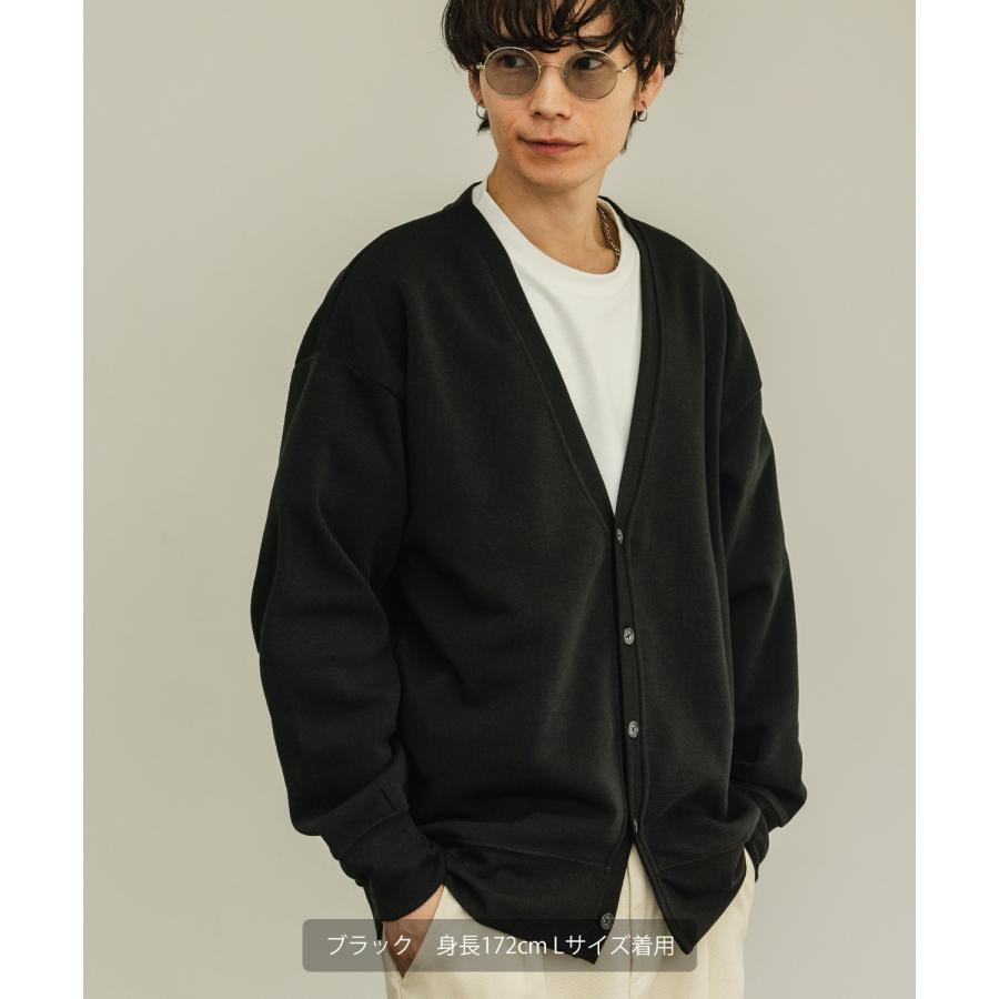 カーディガン メンズ 裏起毛 コットンタッチ Vネックカーディガン カジュアル シンプル ベーシック ノームコア 大人カジュアル ブラック チャコール ベージュ | improves | 17