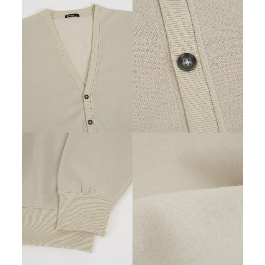 カーディガン メンズ 裏起毛 コットンタッチ Vネックカーディガン カジュアル シンプル ベーシック ノームコア 大人カジュアル ブラック チャコール ベージュ | improves | 22