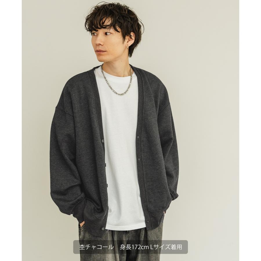 カーディガン メンズ 裏起毛 コットンタッチ Vネックカーディガン カジュアル シンプル ベーシック ノームコア 大人カジュアル ブラック チャコール ベージュ | improves | 04