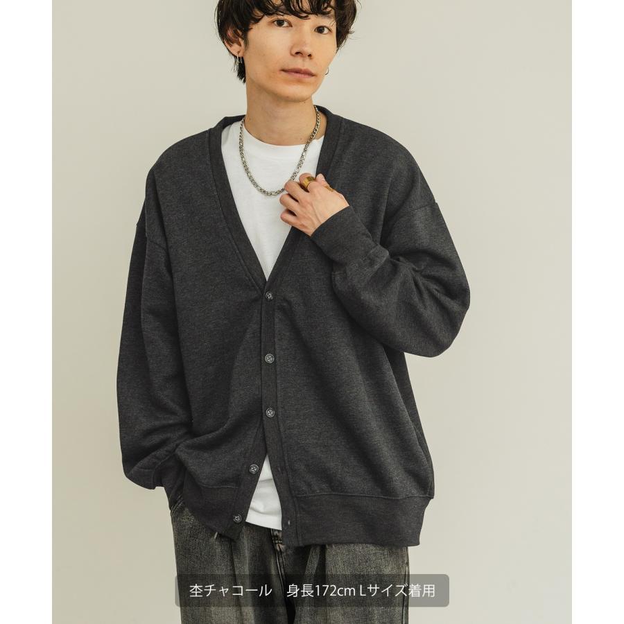 カーディガン メンズ 裏起毛 コットンタッチ Vネックカーディガン カジュアル シンプル ベーシック ノームコア 大人カジュアル ブラック チャコール ベージュ | improves | 07