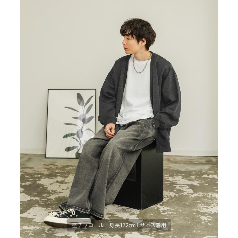 カーディガン メンズ 裏起毛 コットンタッチ Vネックカーディガン カジュアル シンプル ベーシック ノームコア 大人カジュアル ブラック チャコール ベージュ | improves | 08