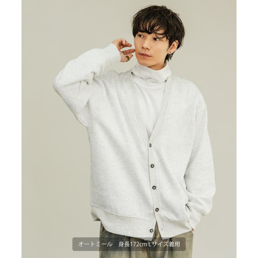 カーディガン メンズ 裏起毛 コットンタッチ Vネックカーディガン カジュアル シンプル ベーシック ノームコア 大人カジュアル ブラック チャコール ベージュ | improves | 12