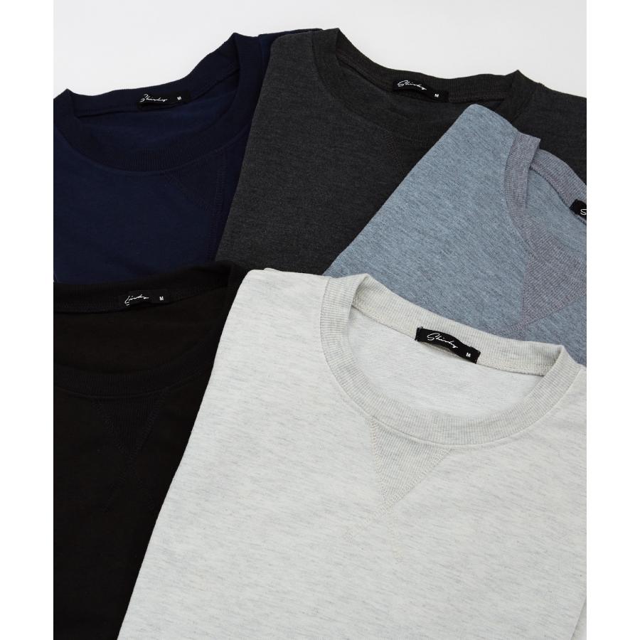 トレーナー メンズ ライトスウェット クルーネック スウェットシャツ 部屋着 シンプル カジュアル アメカジ ストリート スケーター ブラック チャコール グレー | improves | 20