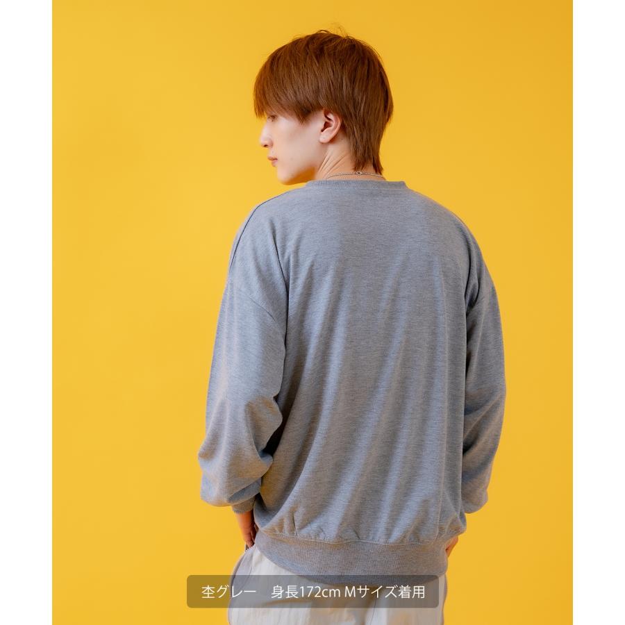 トレーナー メンズ ライトスウェット クルーネック スウェットシャツ 部屋着 シンプル カジュアル アメカジ ストリート スケーター ブラック チャコール グレー | improves | 10