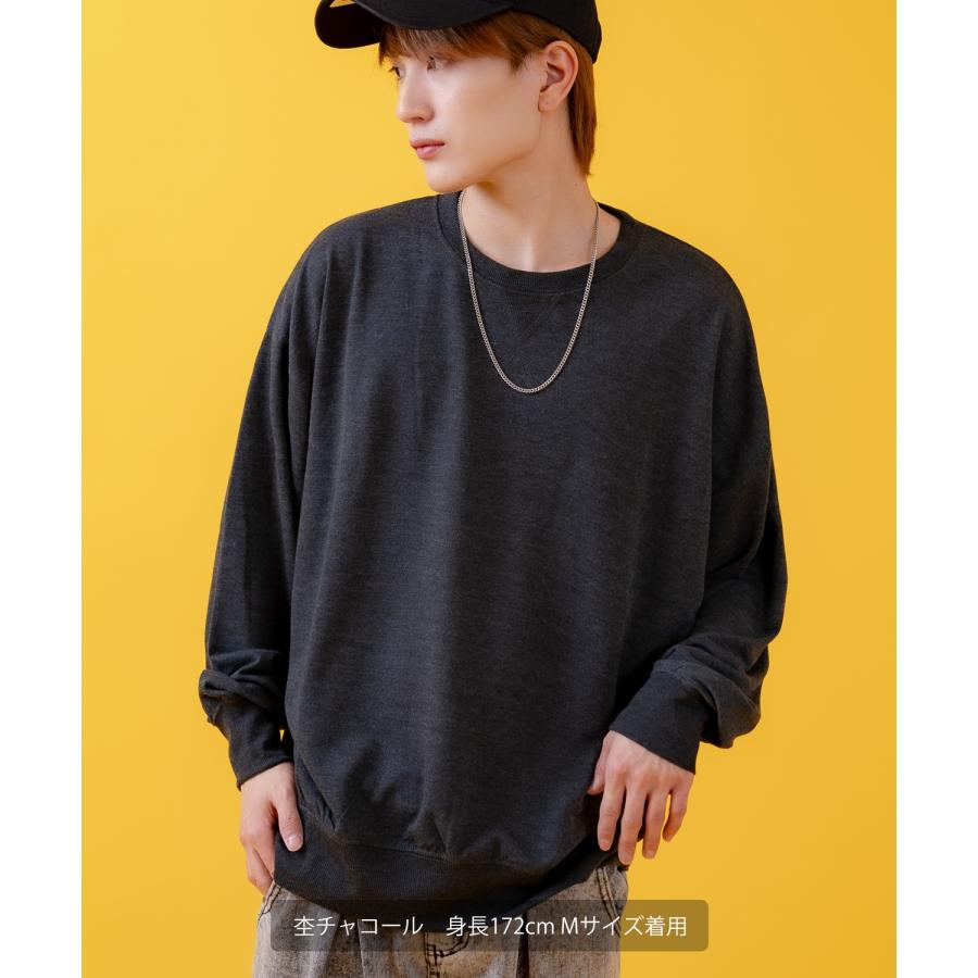 トレーナー メンズ ライトスウェット クルーネック スウェットシャツ 部屋着 シンプル カジュアル アメカジ ストリート スケーター ブラック チャコール グレー | improves | 14