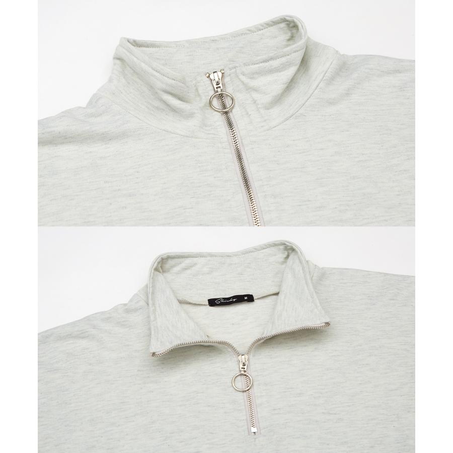 トレーナー メンズ ライトスウェット ハーフジップ スウェットシャツ 部屋着 シンプル カジュアル アメカジ ストリート スケーター ブラック チャコール グレー | improves | 23