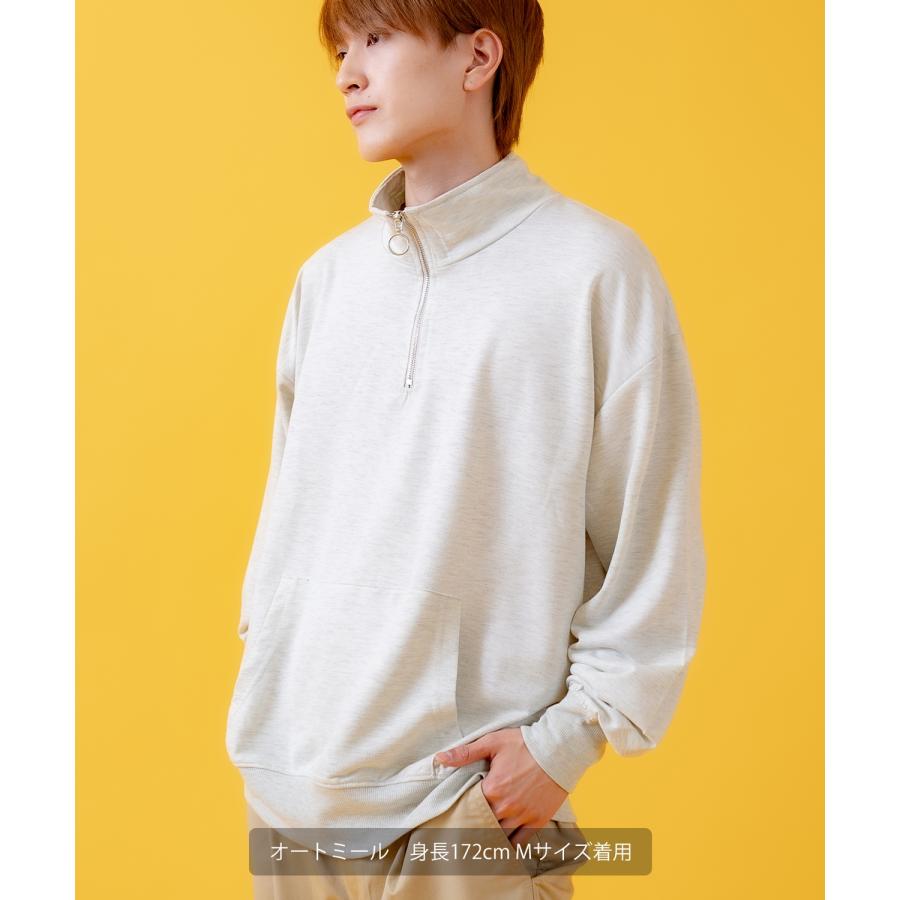 トレーナー メンズ ライトスウェット ハーフジップ スウェットシャツ 部屋着 シンプル カジュアル アメカジ ストリート スケーター ブラック チャコール グレー | improves | 06