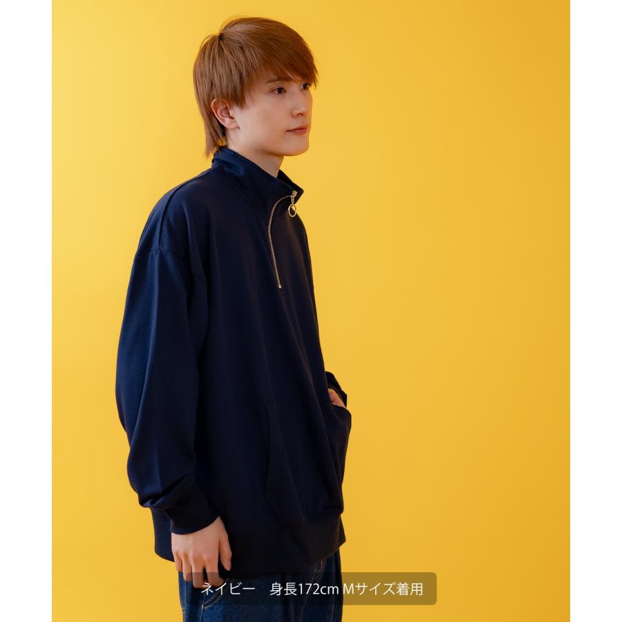 トレーナー メンズ ライトスウェット ハーフジップ スウェットシャツ 部屋着 シンプル カジュアル アメカジ ストリート スケーター ブラック チャコール グレー | improves | 13