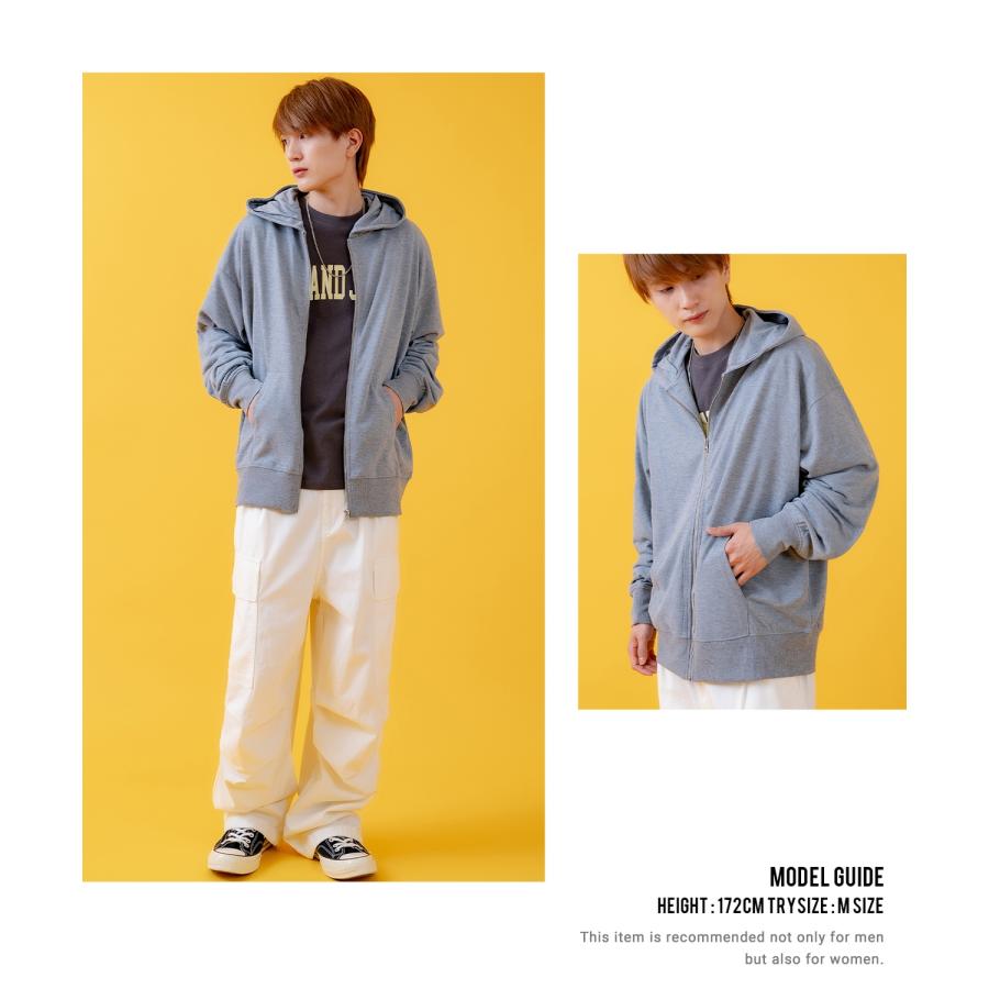 パーカー メンズ ライトスウェット ジップアップパーカー フーディー 部屋着 シンプル カジュアル アメカジ ストリート スケーター ブラック チャコール グレー | improves | 22