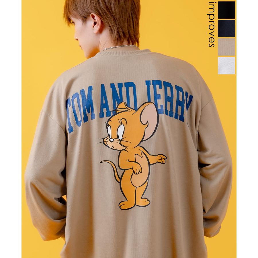 長袖Tシャツ メンズ TOM&JERRY トムとジェリー プリント カットソー ロンT カートゥーン 大きめ アメカジ カジュアル スケーター ストリート 古着MIX | improves