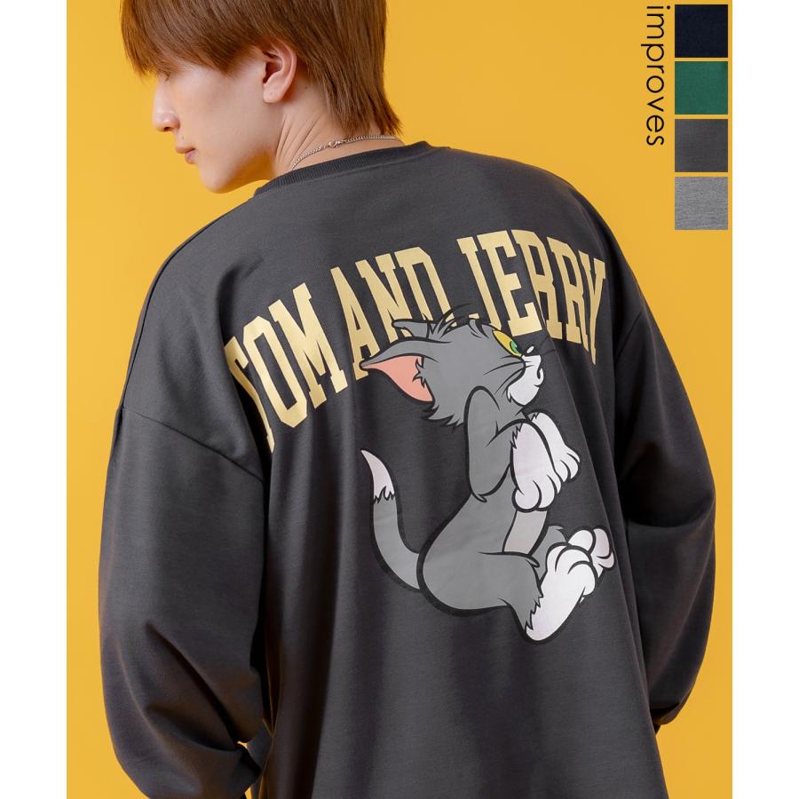 長袖Tシャツ メンズ TOM&JERRY トムとジェリー プリント カットソー ロンT カートゥーン 大きめ アメカジ カジュアル スケーター ストリート 古着MIX | improves