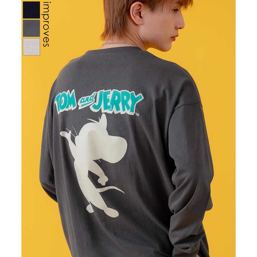 長袖Tシャツ メンズ TOM&JERRY トムとジェリー プリント カットソー ロンT カートゥーン 大きめ アメカジ カジュアル スケーター ストリート 古着MIX | improves