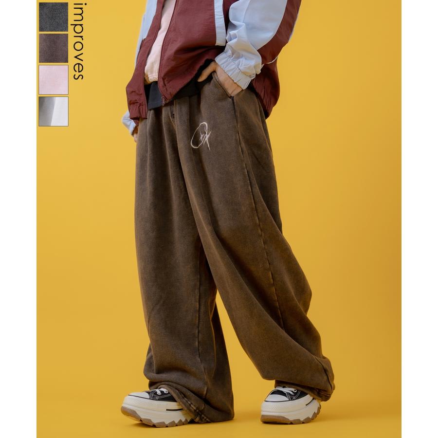 スウェットパンツ メンズ レディース グランジ加工 裏毛 タックパンツ ワイドパンツ アメカジ カジュアル スケーター ストリート 古着MIX 韓国 | improves