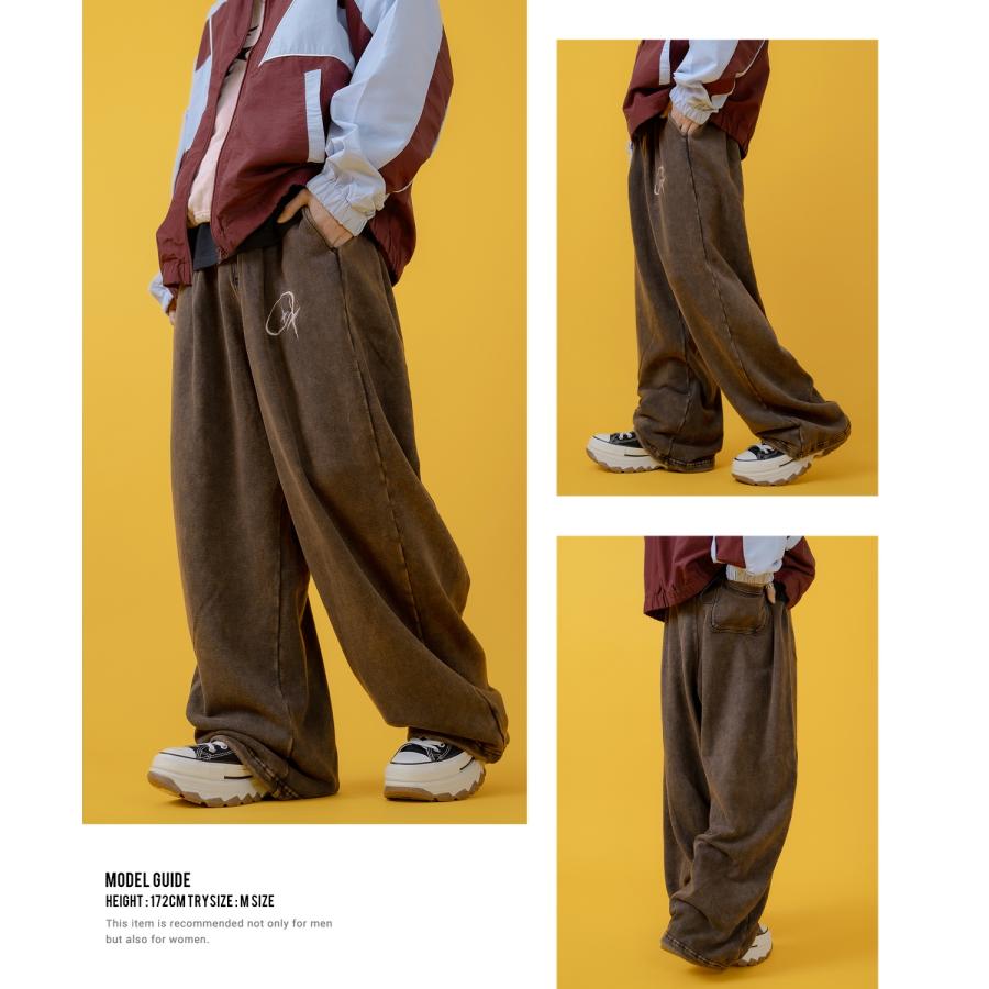 スウェットパンツ メンズ レディース グランジ加工 裏毛 タックパンツ ワイドパンツ アメカジ カジュアル スケーター ストリート 古着MIX 韓国 | improves | 15
