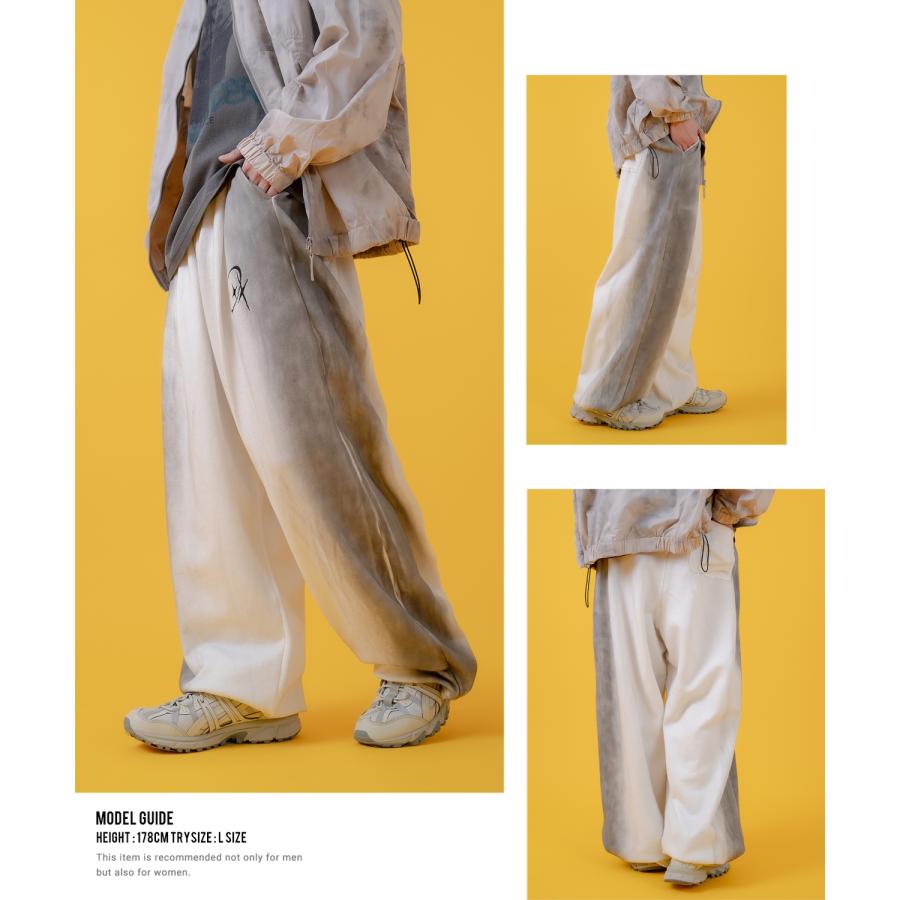スウェットパンツ メンズ レディース グランジ加工 裏毛 タックパンツ ワイドパンツ アメカジ カジュアル スケーター ストリート 古着MIX 韓国 | improves | 06