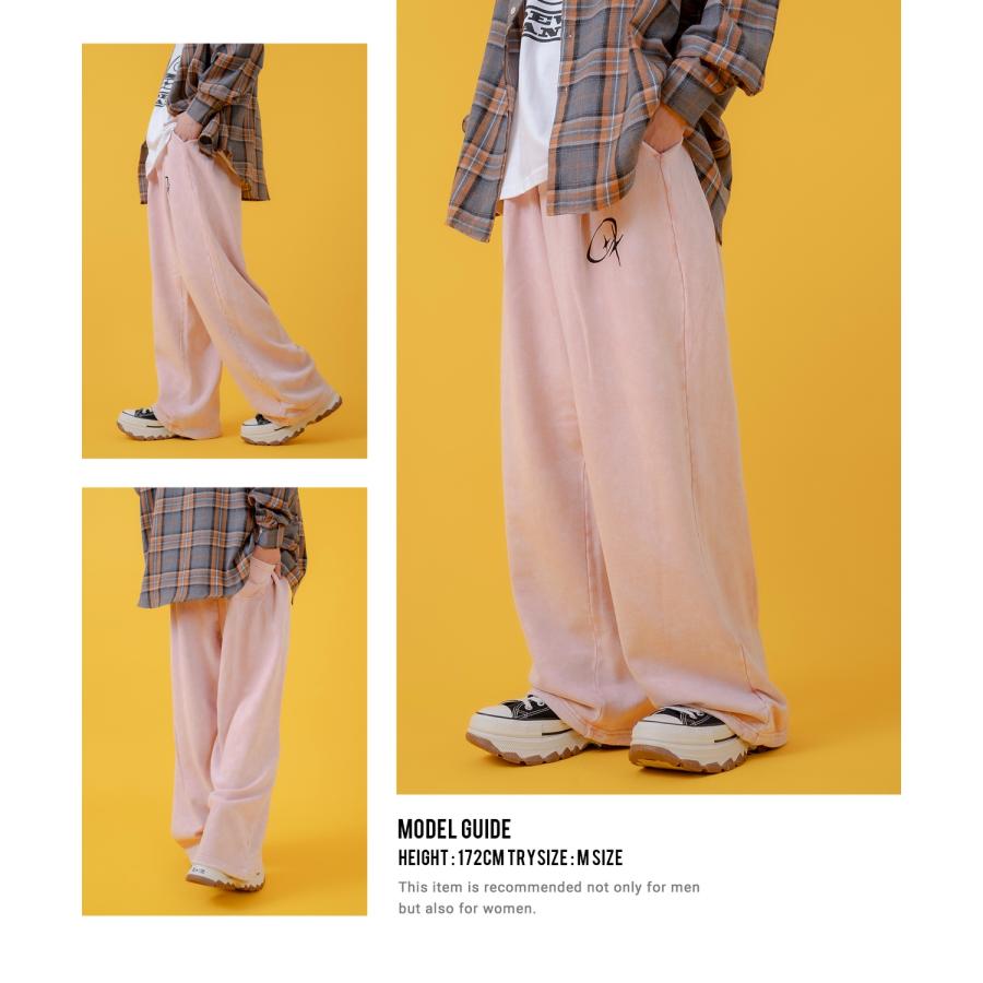 スウェットパンツ メンズ レディース グランジ加工 裏毛 タックパンツ ワイドパンツ アメカジ カジュアル スケーター ストリート 古着MIX 韓国 | improves | 09