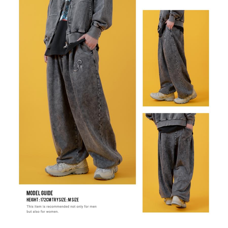 スウェットパンツ メンズ レディース グランジ加工 裏毛 タックパンツ ワイドパンツ アメカジ カジュアル スケーター ストリート 古着MIX 韓国 | improves | 12