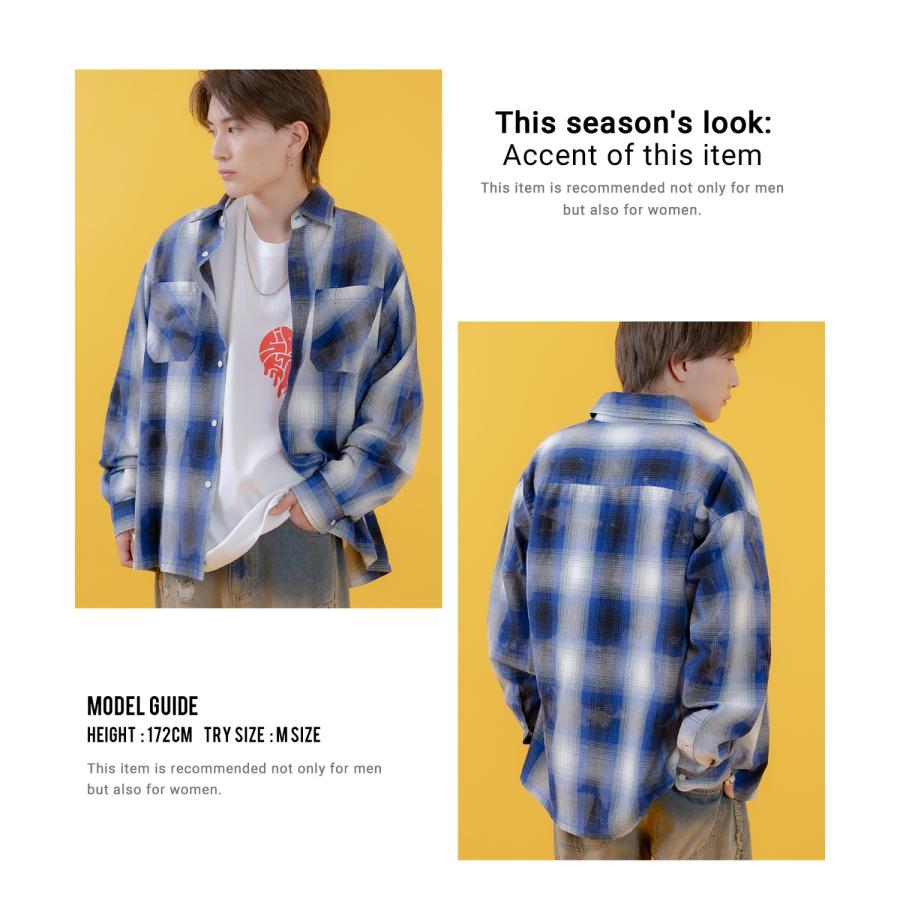長袖シャツ メンズ レディース チェックシャツ ビッグサイズ オーバーサイズ 大きめ アメカジ カジュアル スケーター ストリート 古着MIX 韓国ファッション | improves | 06