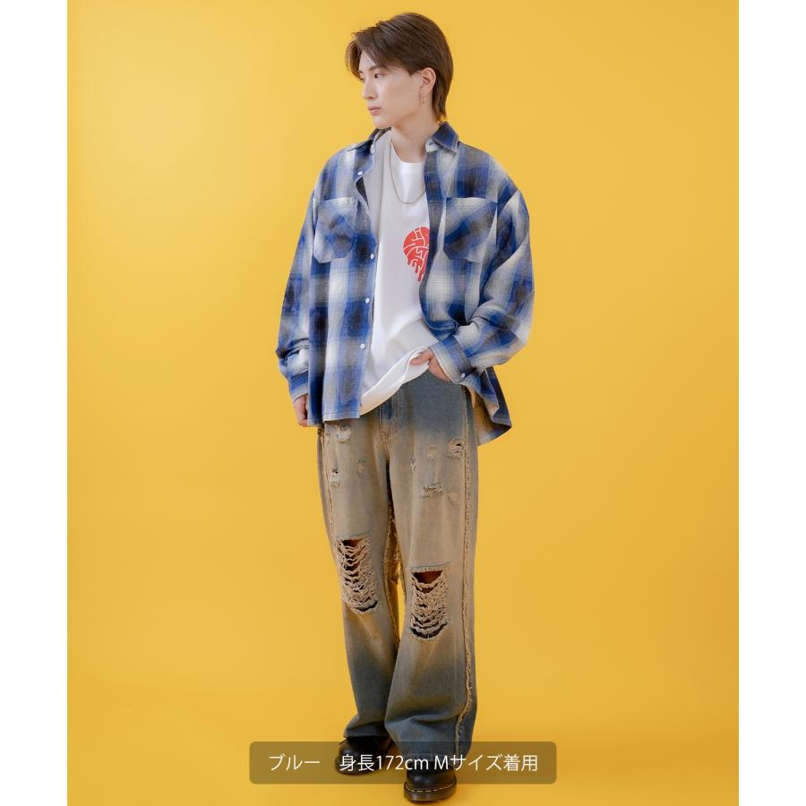 長袖シャツ メンズ レディース チェックシャツ ビッグサイズ オーバーサイズ 大きめ アメカジ カジュアル スケーター ストリート 古着MIX 韓国ファッション | improves | 07