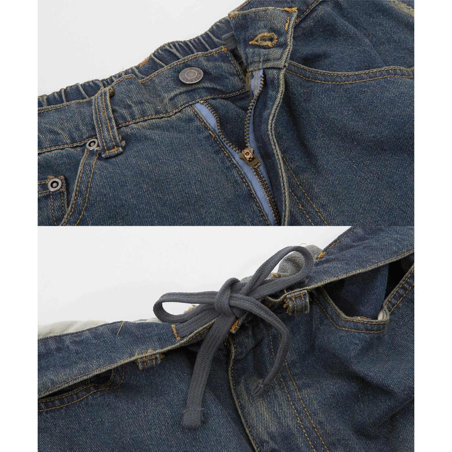 デニムパンツ メンズ レディース グランジ加工 グラデーション フリンジパンツ ワイドパンツ アメカジ カジュアル スケーター ストリート 古着MIX 韓国 | improves | 19