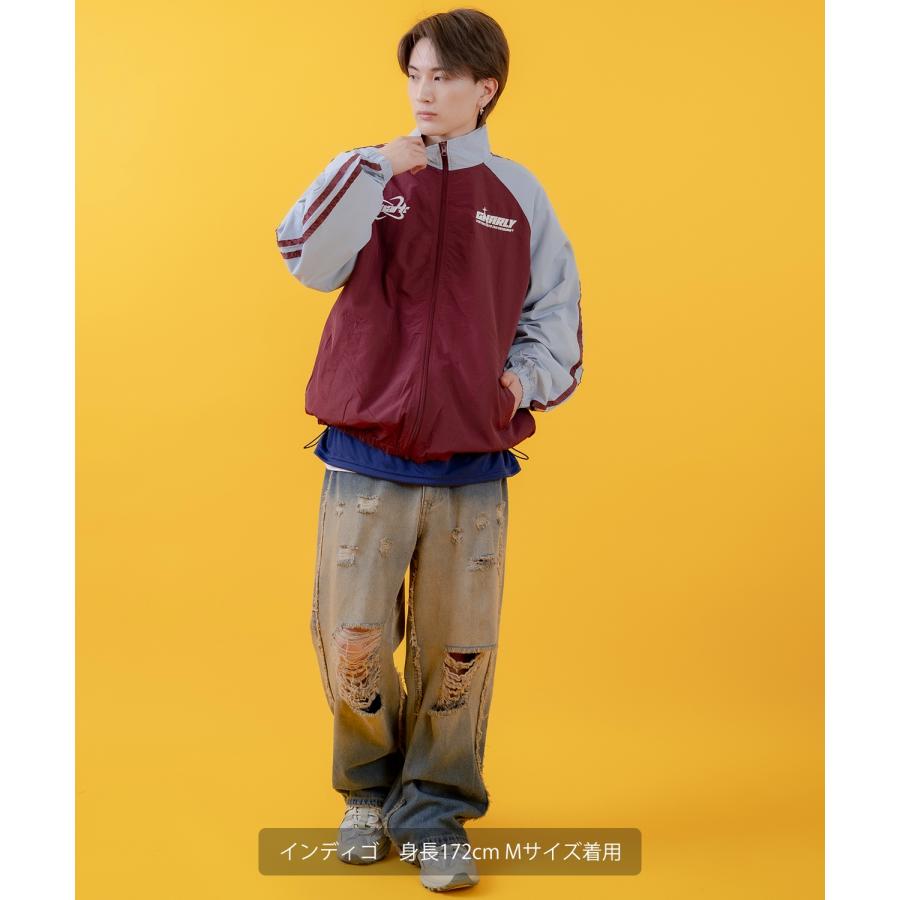 デニムパンツ メンズ レディース グランジ加工 グラデーション フリンジパンツ ワイドパンツ アメカジ カジュアル スケーター ストリート 古着MIX 韓国 | improves | 10