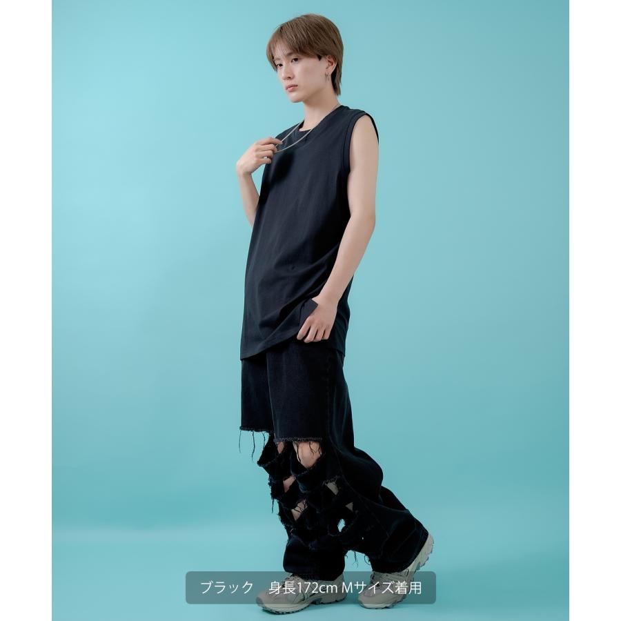 Tシャツ メンズ レディース ノースリーブ タンクトップ ロング カジュアル アメカジ ストリート スケーター 古着MIX 韓国ファッション | improves | 19