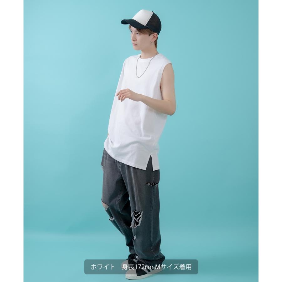 Tシャツ メンズ レディース ノースリーブ タンクトップ ロング カジュアル アメカジ ストリート スケーター 古着MIX 韓国ファッション | improves | 07