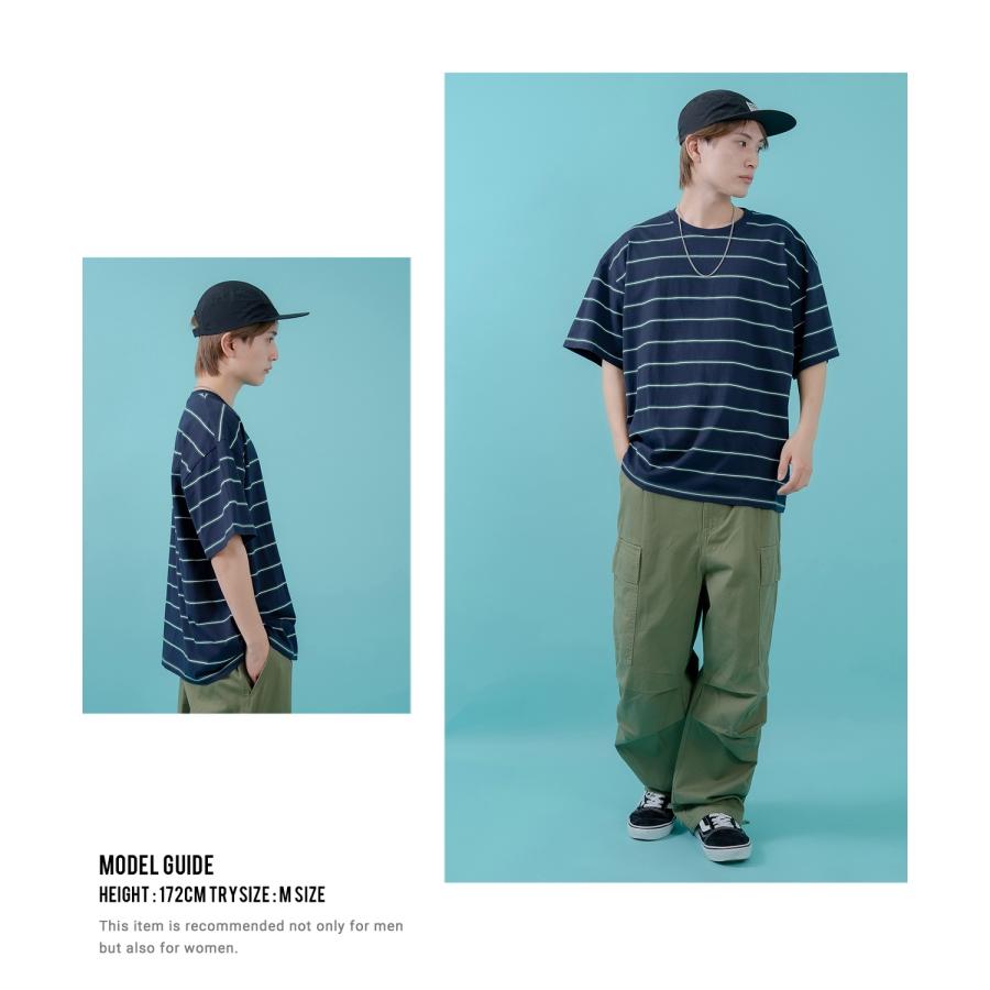 Tシャツ メンズ レディース シンプル マルチ ボーダートップス ルーズフィット カジュアル アメカジ ストリート スケーター 古着MIX 韓国ファッション | improves | 21