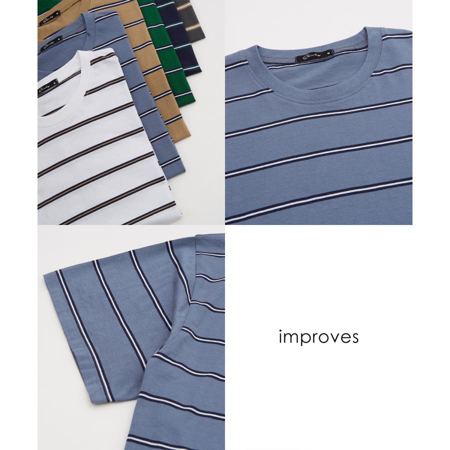 Tシャツ メンズ レディース シンプル マルチ ボーダートップス ルーズフィット カジュアル アメカジ ストリート スケーター 古着MIX 韓国ファッション | improves | 25