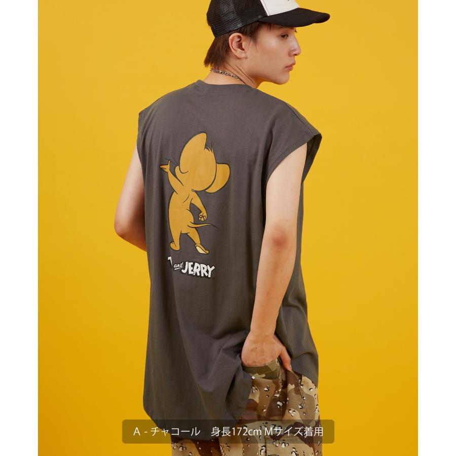 ノースリーブTシャツ メンズ TOM&JERRY トムとジェリー プリント カットソー カレッジ ロゴ 大きめ アメカジ カジュアル スケーター ストリート 古着MIX | improves | 05