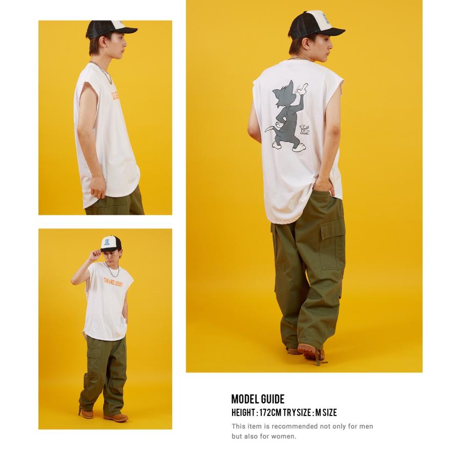 ノースリーブTシャツ メンズ TOM&JERRY トムとジェリー プリント カットソー カレッジ ロゴ 大きめ アメカジ カジュアル スケーター ストリート 古着MIX | improves | 13