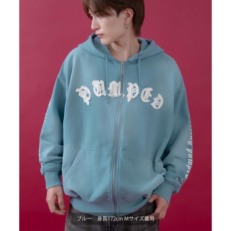 パーカー メンズ レディース フリンジ加工 裏毛  ジップパーカー スウェット アメカジ カジュアル スケーター ストリート 古着MIX 韓国ファッション | improves | 04