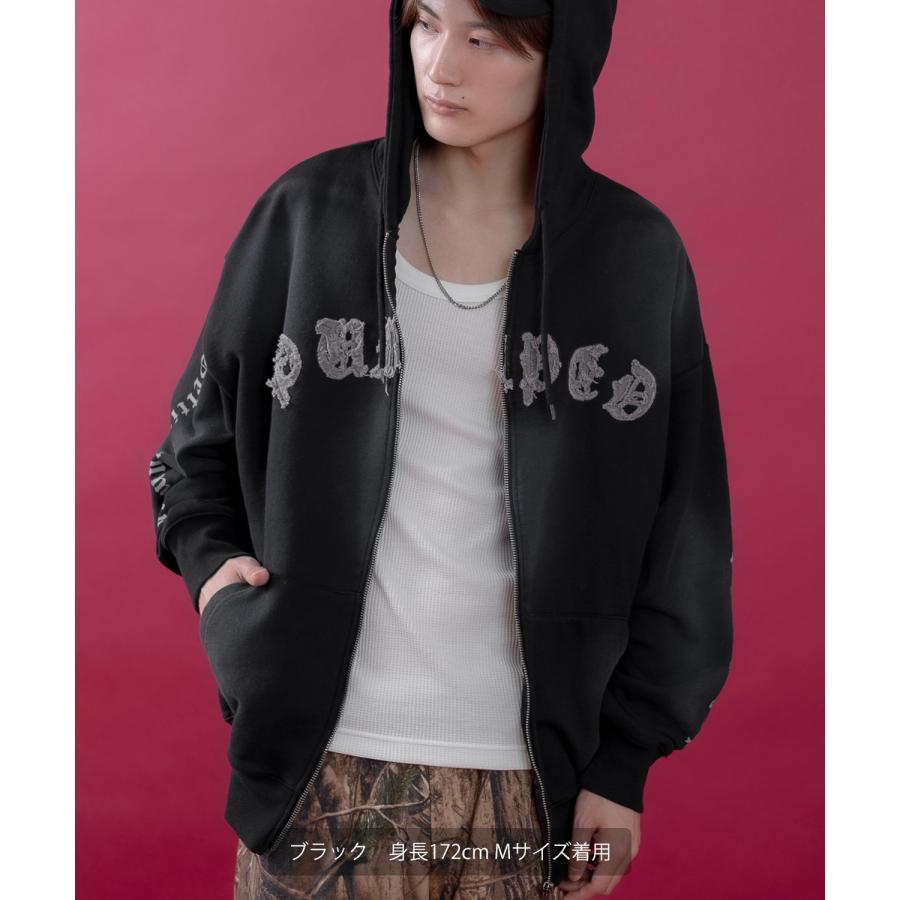 パーカー メンズ レディース フリンジ加工 裏毛  ジップパーカー スウェット アメカジ カジュアル スケーター ストリート 古着MIX 韓国ファッション | improves | 12