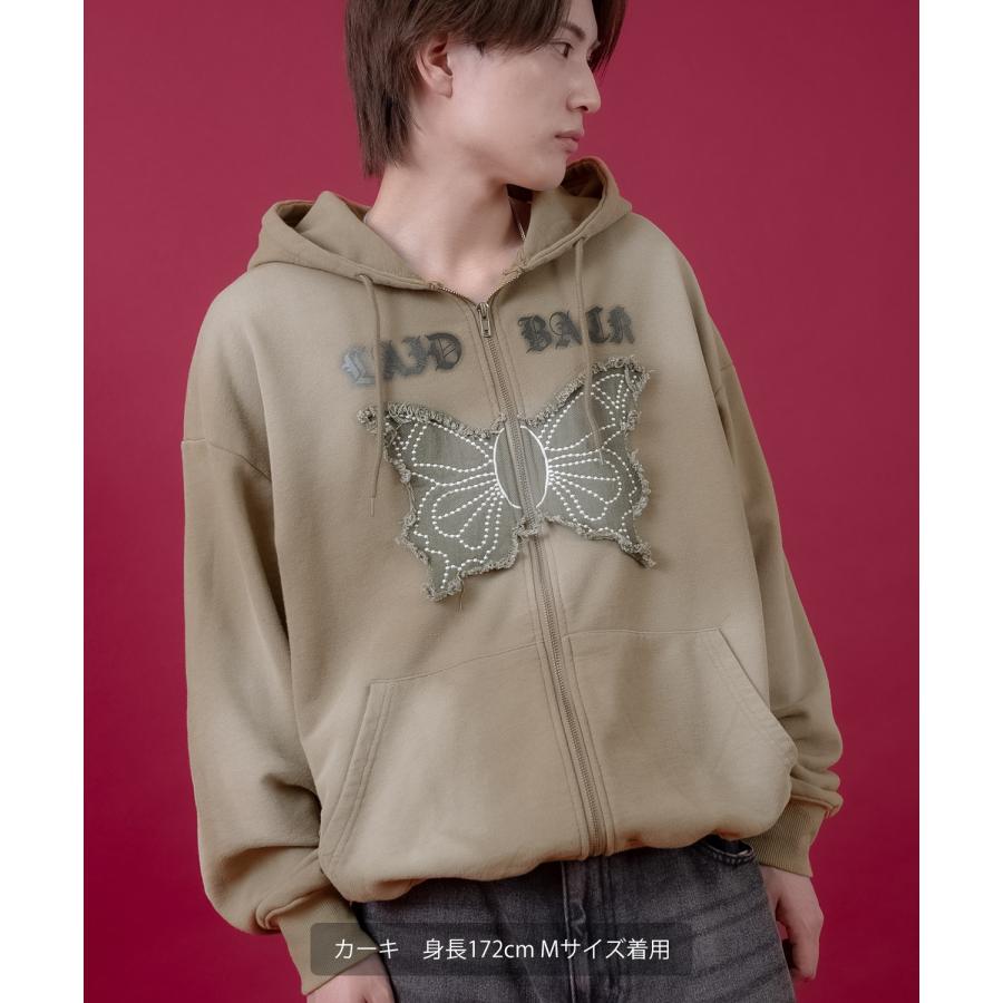 パーカー メンズ レディース フリンジ加工 裏毛  ジップパーカー バタフライ スウェット アメカジ カジュアル スケーター ストリート 古着MIX 韓国ファッション | improves | 14