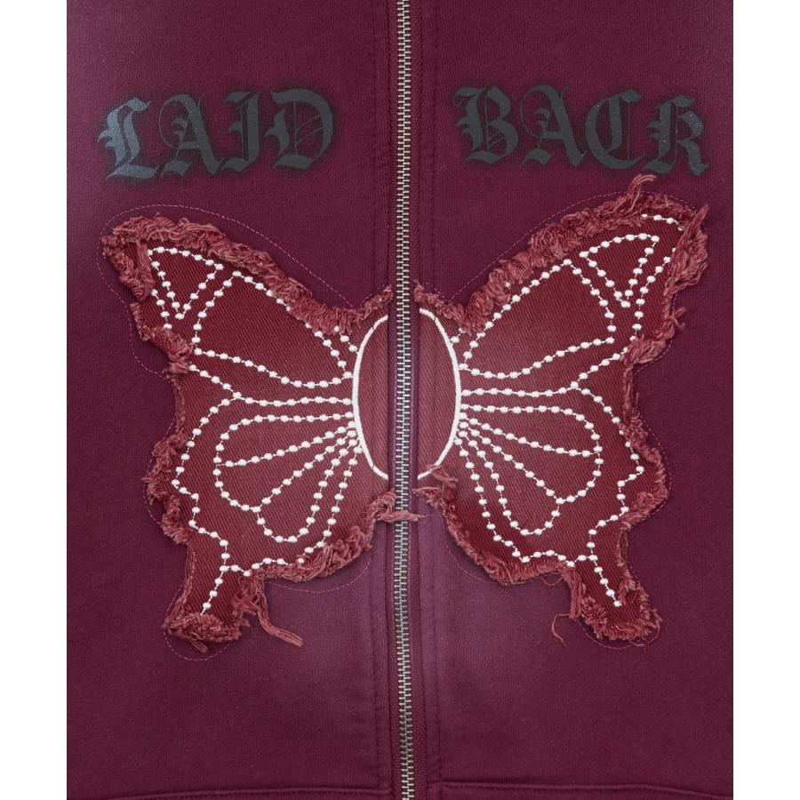 パーカー メンズ レディース フリンジ加工 裏毛  ジップパーカー バタフライ スウェット アメカジ カジュアル スケーター ストリート 古着MIX 韓国ファッション | improves | 21